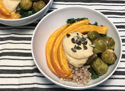 Veganuary: Buchweizen, Hokkaido, Rosenkohl, Grünkohl, Hummus, Kürbiskerne